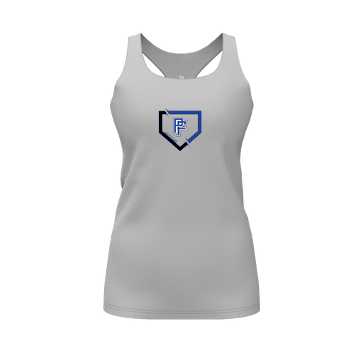[CUS-DFW-RCBK-PER-GRY-FYS-LOGO1] Racerback Tank Top (Female Youth S, Gray, Logo 1)