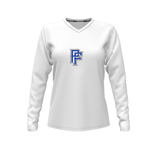 [FTLVCFWH-FYXS-LOGO3] Comfort T-Shirt (Female Youth XS, White, V Neck, Logo 3, Long Sleeve)