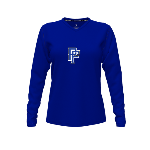 [FTLVCFRY-FYXS-LOGO3] Comfort T-Shirt (Female Youth XS, Royal, V Neck, Logo 3, Long Sleeve)