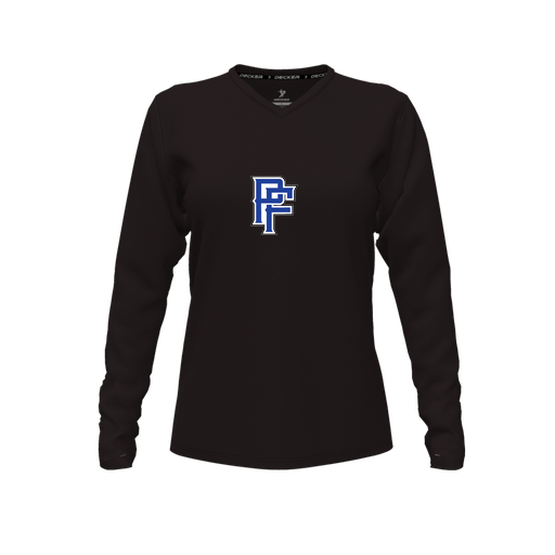 [CUS-DFW-TEES-PER-VNK-LSL-BLK-FYXS-LOGO3] Performance T-Shirt (Female Youth XS, Black, V Neck, Logo 3, Long Sleeve)