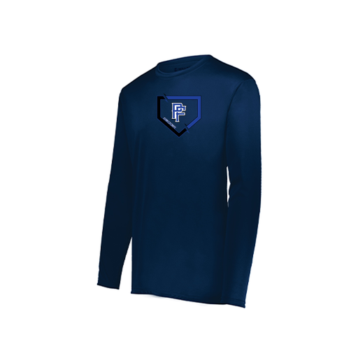 [222823.065.S-LOGO1] Youth LS Smooth Sport Shirt (Youth S, Navy, Logo 1)